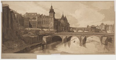 Eine Auswahl von zwanzig der malerischsten Ansichten in Paris: Blick auf Pont au Change von Thomas Girtin