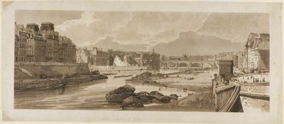 Ansicht der Stadt mit dem Louvre, etc., vom Pont Marie aus, aus Eine Auswahl von zwanzig der malerischsten Ansichten in Paris von Thomas Girtin