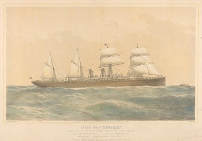 Dampfschiff Austral der Orient Steam Navigation Company Limited, ca. 1868-74 von Thomas Goldsworth Dutton