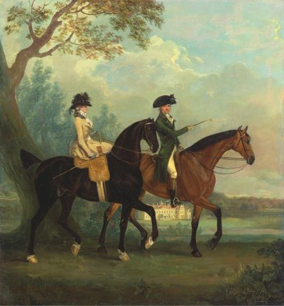 Marcia Pitt und ihr Bruder George Pitt, später zweiter Baron Rivers, reiten im Park von Stratfield Saye House, Hampshire von Thomas Gooch