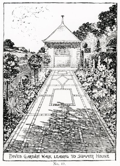 Gepflasterter Gartenweg zum Sommerhaus, aus Thomas Mawson