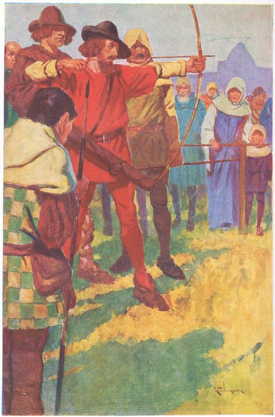 Er spannte seinen Bogen für einen kurzen Moment und ließ dann die Sehne los von Thomas Heath Robinson