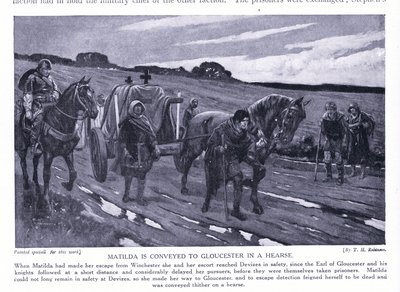 Matilda nach Gloucester in einem Leichenwagen gebracht von Thomas Heath Robinson