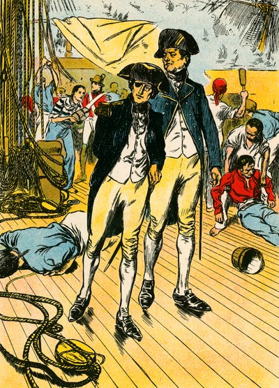 Nelson auf der "Victory" bei Trafalgar von Thomas Heath Robinson