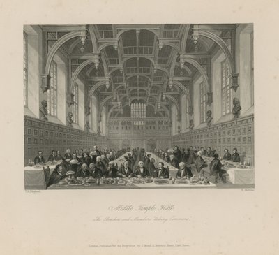 Bänke und Mitglieder, die in der Middle Temple Hall 