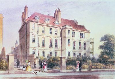 Eingang zum Queen Square vom Park, mit Blick auf das Haus von Jeremy Bentham von Thomas Hosmer Shepherd