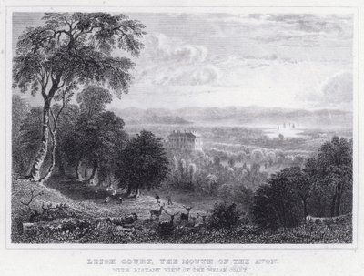 Leigh Court, die Mündung des Avon, mit Fernsicht auf die walisische Küste (Stich) von Thomas Hosmer Shepherd