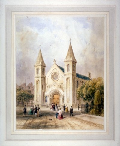 Ansicht eines unbekannten religiösen Gebäudes am Regent Square, St Pancras, London von Thomas Hosmer Shepherd
