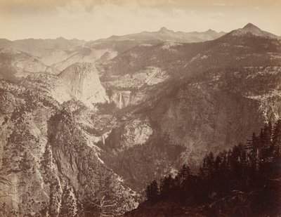 Yosemite-Tal von oben / Yowiye und Piwyack. Vernal und Nevada Fall. Yosemite-Tal vom Glacier Point von Thomas Houseworth and Company