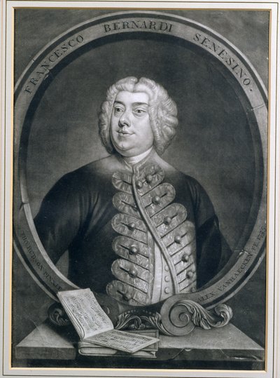 Porträt von Francesco Bernardi Senesino, einem sienesischen Kastraten, graviert von Alexander van Haecken, 1735 von Thomas Hudson
