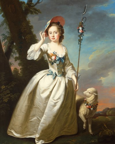 Porträt einer jungen Dame als Schäferin von Thomas Hudson