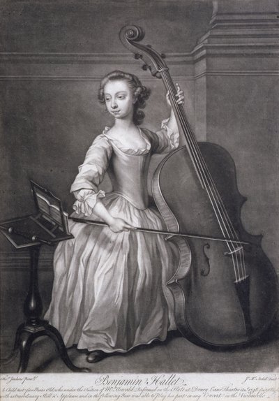 Porträt von Benjamin Hallet, der Violoncello spielt, graviert von James McArdell, ca. 1749 von Thomas Jenkins