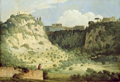 Ansicht des Tempels der Diana, Nemi, mit einem Hirten im Vordergrund, 1785 von Thomas Jones