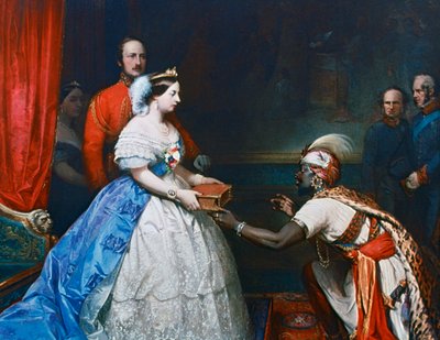 Königin Victoria überreicht eine Bibel im Audienzzimmer in Windsor, ca. 1861 von Thomas Jones Barker