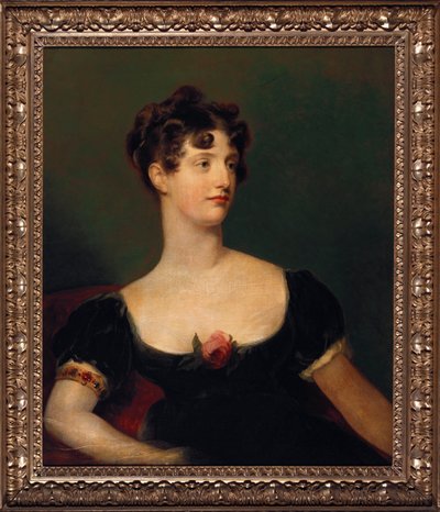 Porträt von Lady Beresford, sitzend, halblang in einem schwarzen Kleid mit einer Rose verziert von Thomas Lawrence