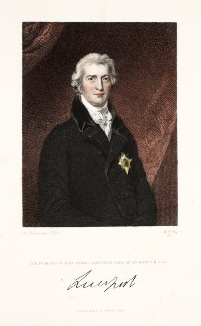 Der Rechte Ehrenwerte Robert Banks Jenkinson, Earl of Liverpool, K.G. und C., veröffentlicht 1830 von Thomas Lawrence