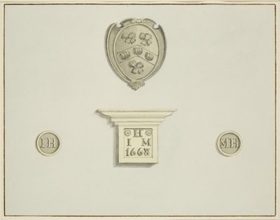 Brauerwappen und andere Details auf dem Kamin in der Temple Street 13 von Thomas Leeson the Elder Rowbotham