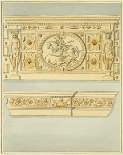 Kamin in der Redcliffe Street 6, datiert 1637 von Thomas Leeson the Elder Rowbotham