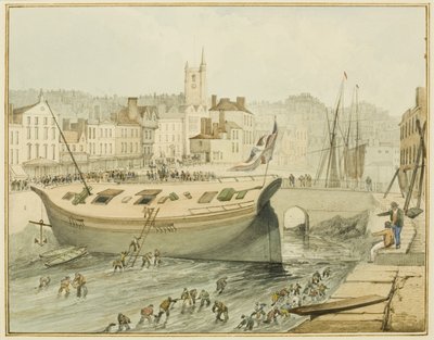 Reinigung des Schwimmhafens, 1828 von Thomas Leeson the Elder Rowbotham