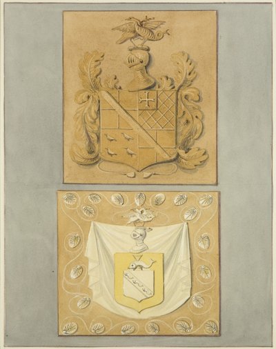 Wappen am Eingang des Langton Mansion, auf der Rückseite von Thomas Leeson the Elder Rowbotham