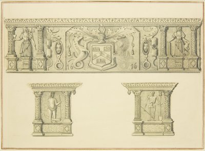 Fries auf dem Kaminsims in der Broad Street 15 von Thomas Leeson the Elder Rowbotham