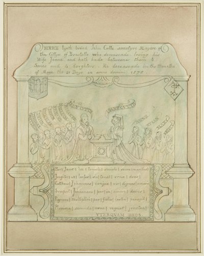 Wandtafel von John Cutte in der Burnett Kirche von Thomas Leeson the Elder Rowbotham
