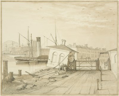 Subsidance des Zollhauses, an der Prince Street Brücke, 1828 von Thomas Leeson the Elder Rowbotham