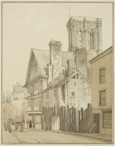 Temple Street, mit Blick auf den Turm der Temple Church von Thomas Leeson the Elder Rowbotham