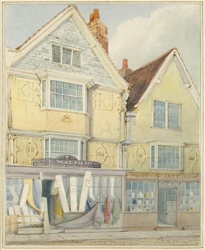 Zwei alte Häuser auf der Nordseite der Castle Street von Thomas Leeson the Elder Rowbotham