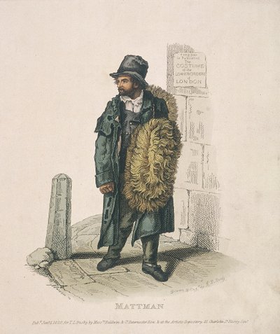 Matt-Verkäufer trägt seine Waren auf der Schulter, 1820 von Thomas Lord Busby