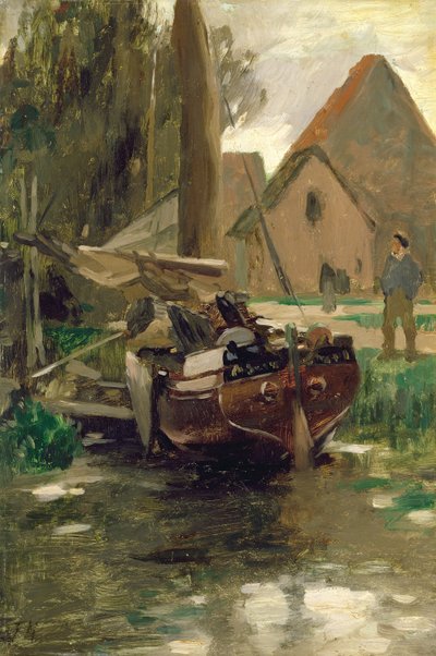 Kleiner Hafen mit einem Boot von Thomas Ludwig Herbst