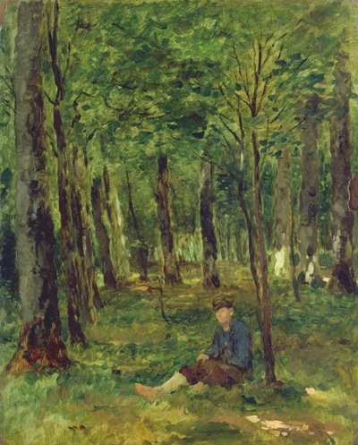 Junger Bauer sitzt im Wald, 1878 von Thomas Ludwig Herbst
