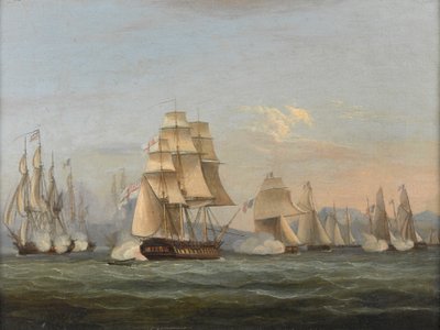 HMS Spartan & französische Fregatten: Beginn der Aktion, 3. Mai 1810 (Bucht von Neapel) von Thomas Luny