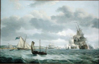 Kriegsschiffe und andere Schiffe in einer Brise vor Dover von Thomas Luny