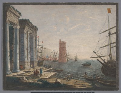 Ansicht eines Hafens mit Schiffen und Booten auf dem Wasser von Thomas Major