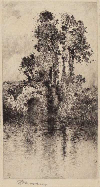 Brücke und Bäume von Thomas Moran