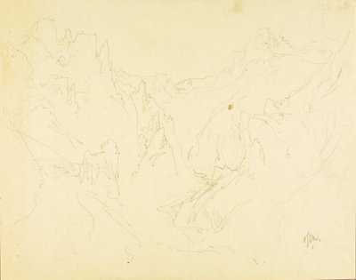 Feldskizze des felsigen Canyons von Thomas Moran