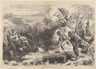 Ein schwarzes Regiment in Aktion, aus Harpers Weekly, 14. März 1863 von Thomas Nast