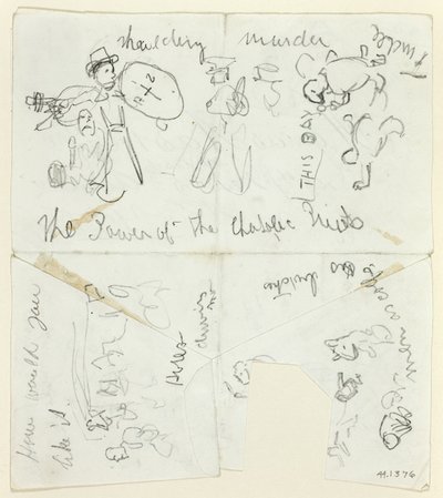 Blatt mit Skizzen: Die Macht der katholischen Priester (recto); Blatt mit Skizzen (verso) von Thomas Nast