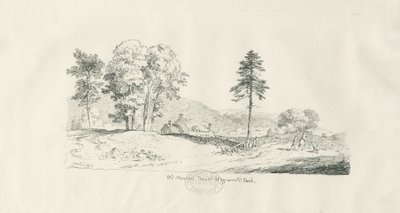 Haywood Park - Altes Herrenhaus: Feder- und Tintenzeichnung von Thomas Peploe Wood