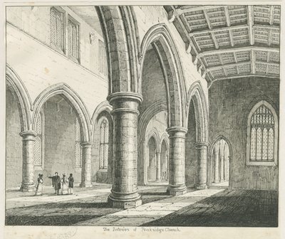 Innenraum der Penkridge Kirche: Feder- und Tuschzeichnung, undatiert [?1837] von Thomas Peploe Wood