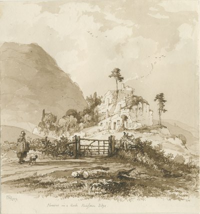 Kinver Edge: Sepiazeichnung, 1837 von Thomas Peploe Wood