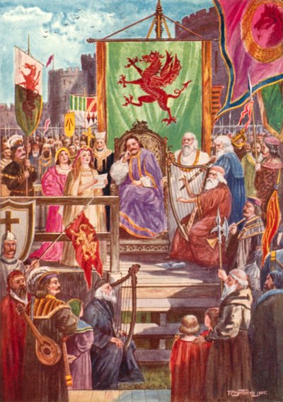 Rhys ap Gruffydd leitet das erste Eisteddfod, Cardigan Castle, Wales von Thomas Prytherch