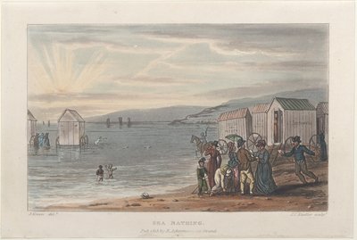 Meeresbaden, aus Poetische Skizzen von Scarborough, 1813 von Thomas Rowlandson, Joseph Constantine Stadler, J. Bluck