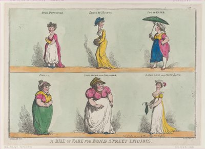 Eine Speisekarte für Feinschmecker von Bond Street!! von Thomas Rowlandson