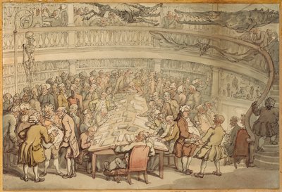Ein Gespräch in der "Surgeons Hall", Old Bailey, London von Thomas Rowlandson