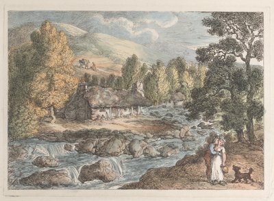 Ein Wasserfall in Cornwall, aus Ansichten in Cornwall, 1812 von Thomas Rowlandson