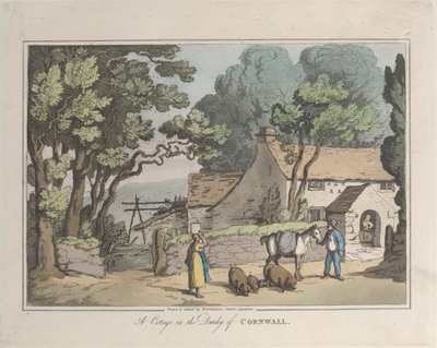 Ein Cottage im Herzogtum Cornwall, aus Skizzen aus der Natur, 1822 von Thomas Rowlandson