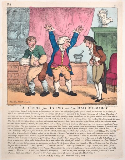 Eine Heilung für Lügen und ein schlechtes Gedächtnis, 9. Juli 1807 von Thomas Rowlandson