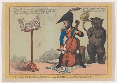 Eine harte Passage oder Boney spielt Bass auf dem Kontinent von Thomas Rowlandson